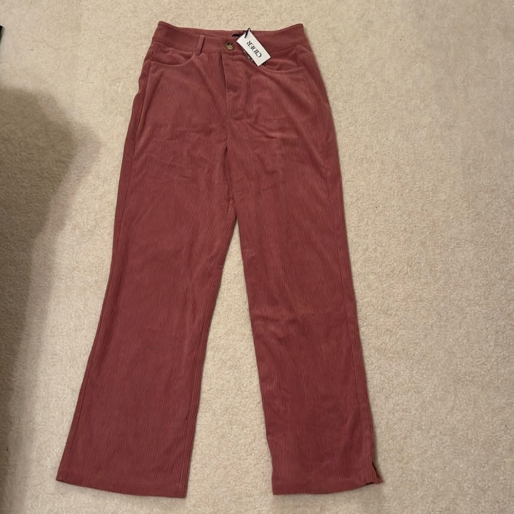 cider pink corduroy wide leg pants